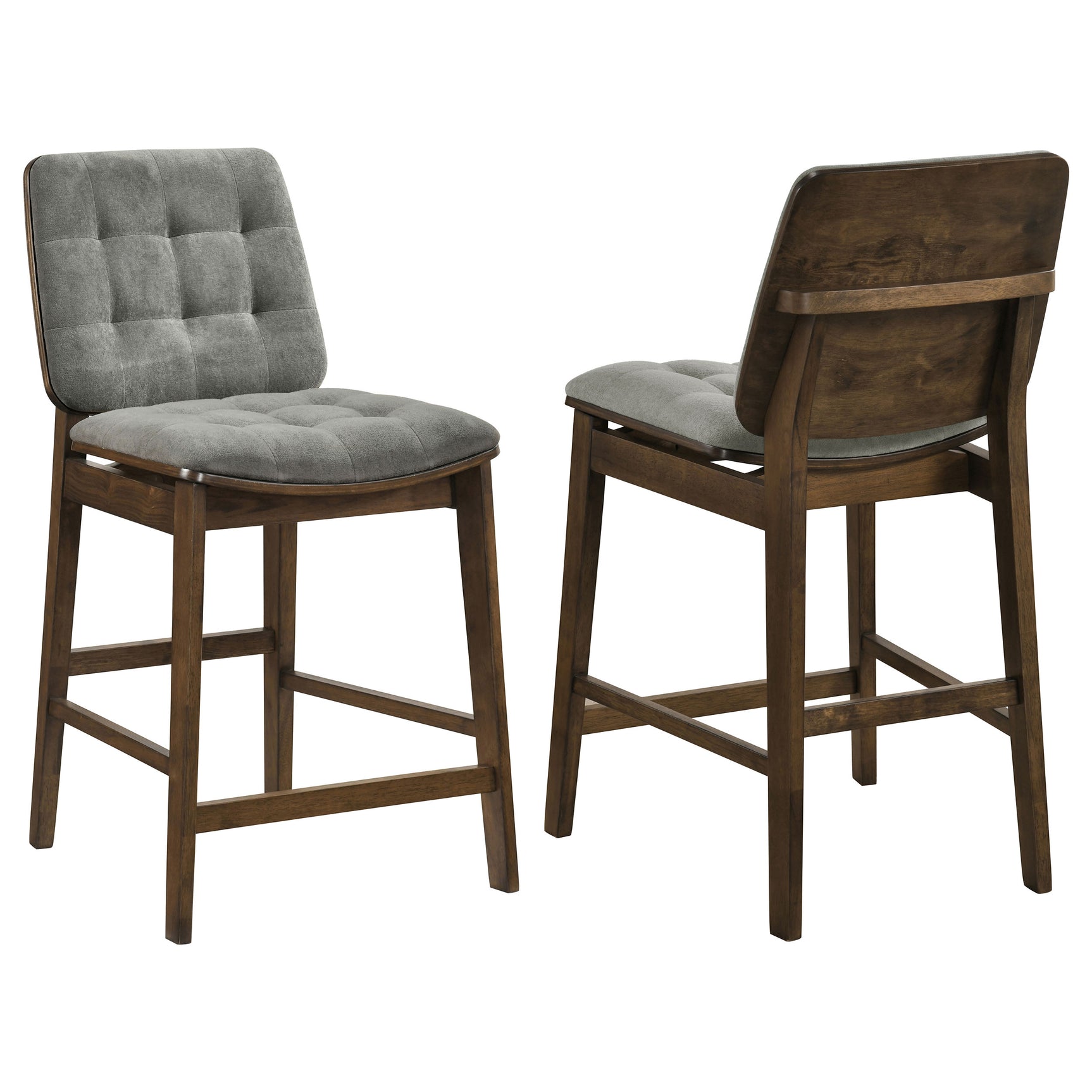 Tampa Furniture Outlet - Coaster - Redbridge Upholstered Counter Chair Grey and Walnut (Set of 2) - 193969WAL