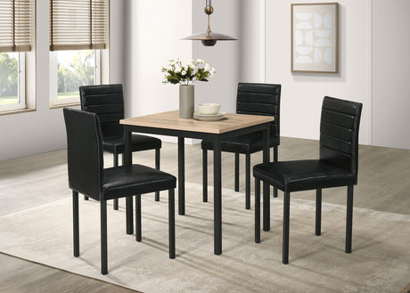 Tampa Furniture Outlet - Coaster - Garza 5-piece Space Saving Rectangular Dining Table Greige Oak - 193980-S5