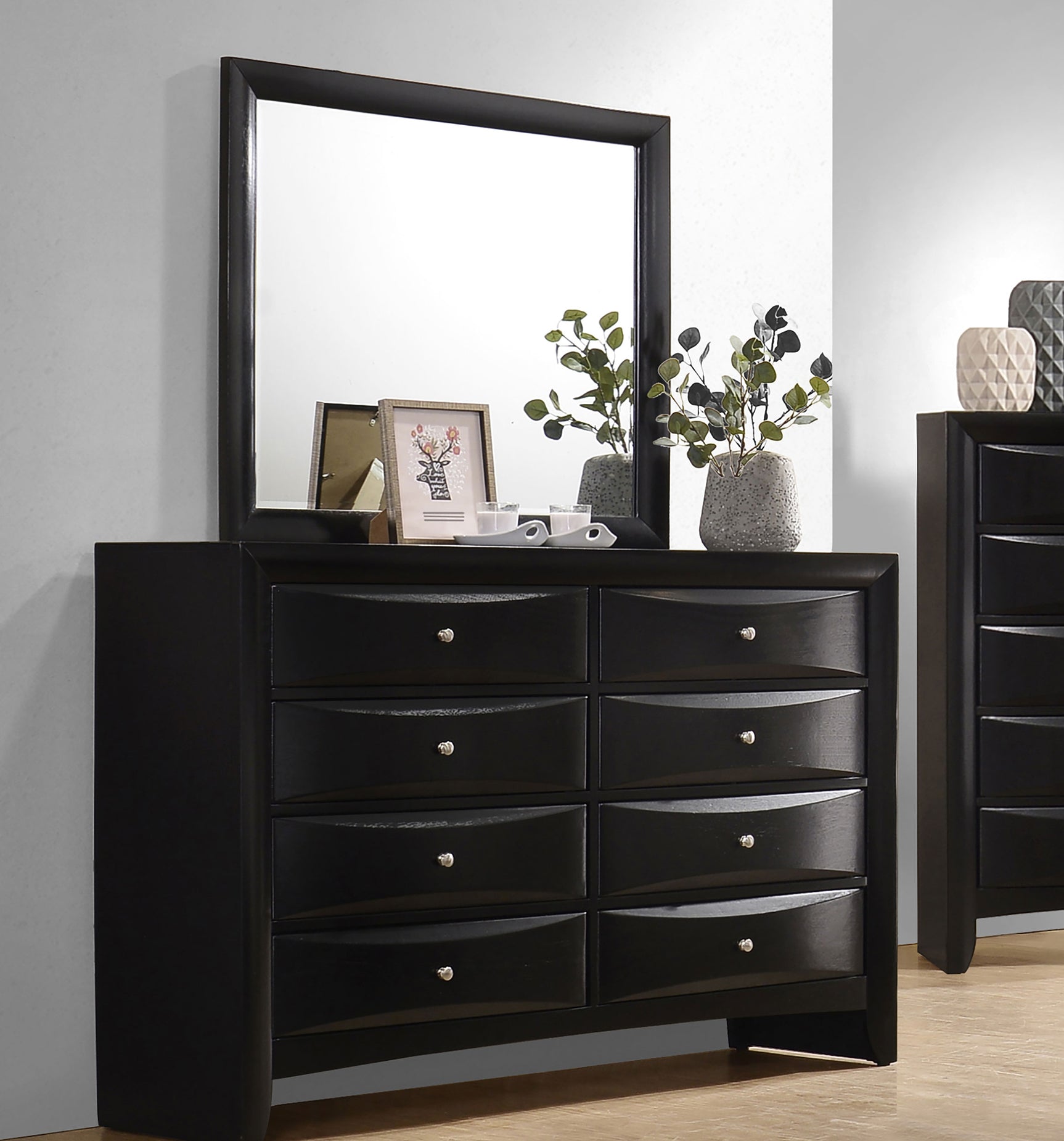 Briana 8-drawer Dresser with Mirror Black - Tampa Furniture Outlet