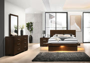 Tampa Furniture Outlet - Coaster - Jessica 4-piece Eastern King LED Bedroom Set Cappuccino - 200711KE-S4