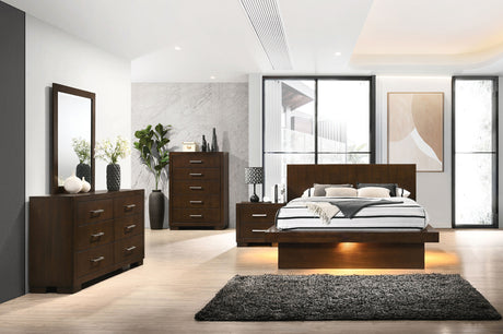 Tampa Furniture Outlet - Coaster - Jessica 5-piece Eastern King LED Bedroom Set Cappuccino - 200711KE-S5