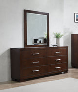 Jessica 6-drawer Dresser with Mirror Cappuccino - Tampa Furniture Outlet