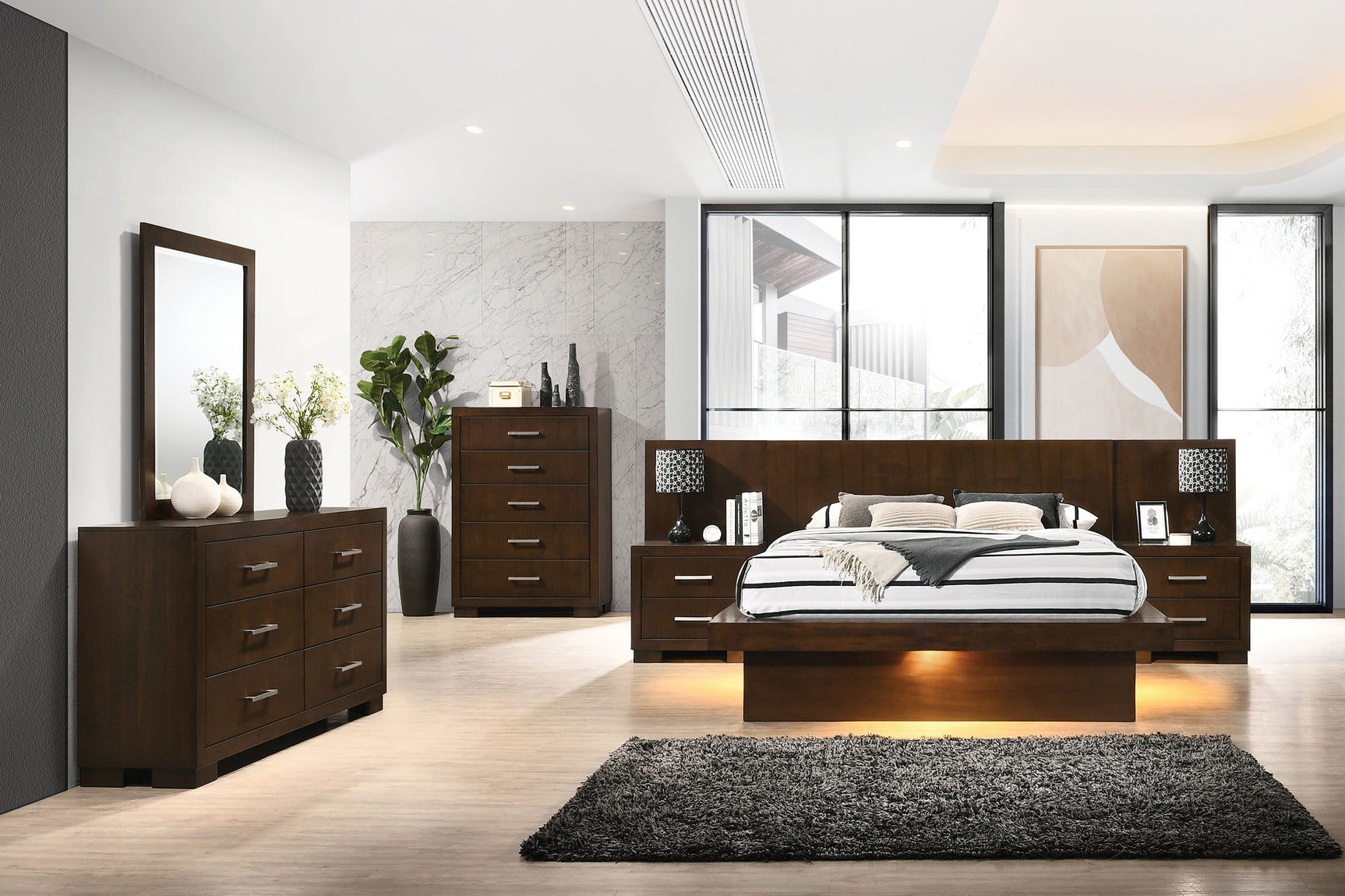 Jessica 6-drawer Dresser with Mirror Cappuccino - Tampa Furniture Outlet