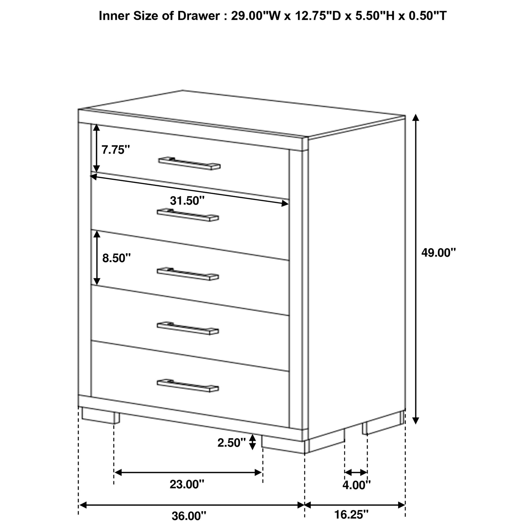 Jessica 5-drawer Bedroom Chest Cappuccino - Tampa Furniture Outlet