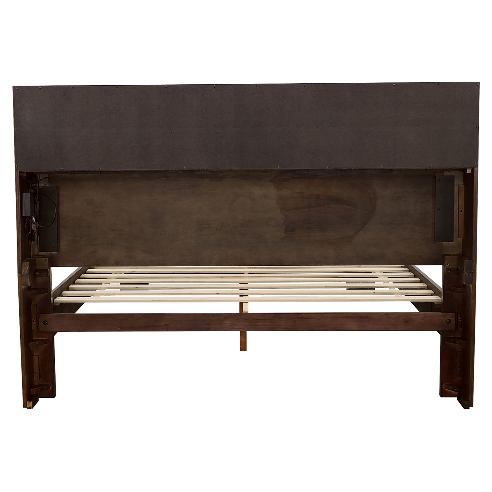 Jessica Eastern King LED Storage Bookcase Bed Cappuccino - Tampa Furniture Outlet