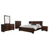 Jessica 5-piece California King Bedroom Set Cappuccino - Tampa Furniture Outlet