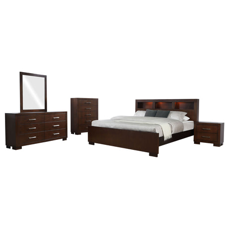 Jessica 5-piece California King Bedroom Set Cappuccino - Tampa Furniture Outlet