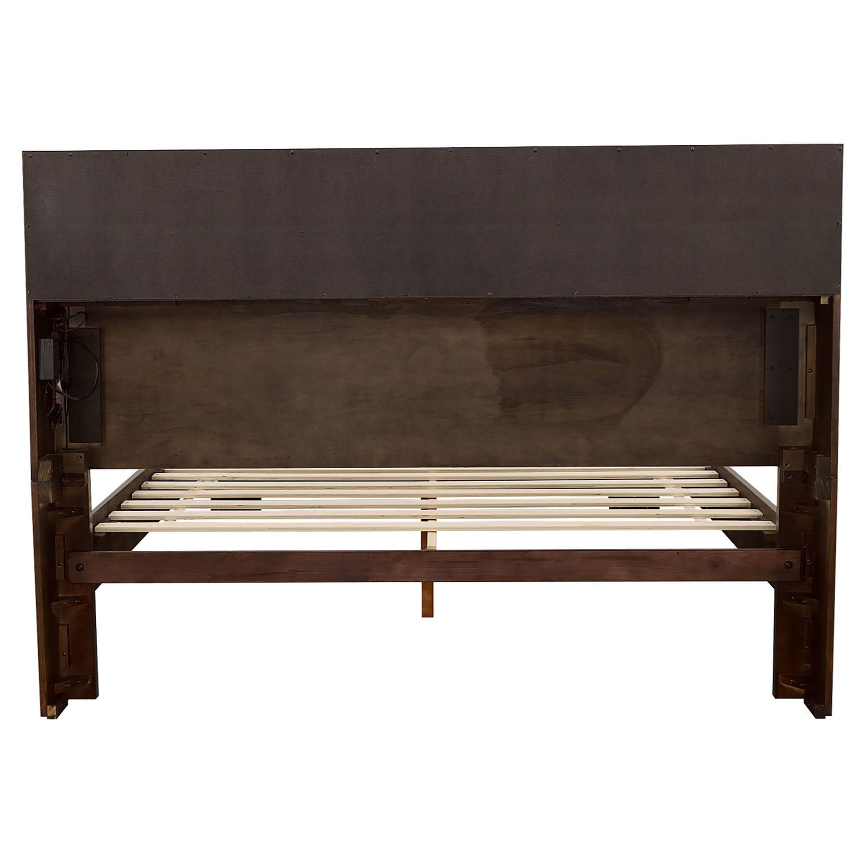 Jessica California King LED Storage Bookcase Bed Cappuccino - Tampa Furniture Outlet