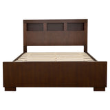 Jessica Wood Queen LED Storage Bookcase Bed Cappuccino - Tampa Furniture Outlet