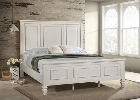 Sandy Beach 63-inch Eastern King Wood Panel Bed Cream White - Tampa Furniture Outlet