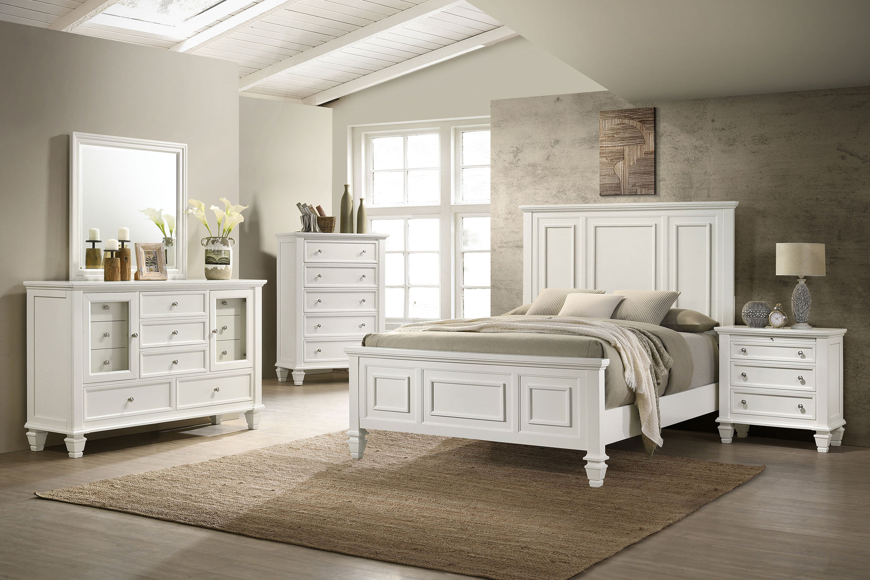 Tampa Furniture Outlet - Coaster - Sandy Beach 5-piece California King Bedroom Set Cream White - 201301KWN-S5