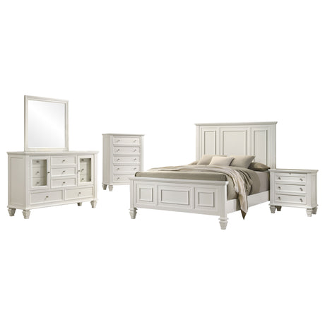 Sandy Beach 5-piece California King Bedroom Set Cream White - Tampa Furniture Outlet