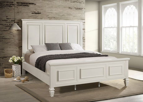 Sandy Beach 63-inch California King Panel Bed Cream White - Tampa Furniture Outlet