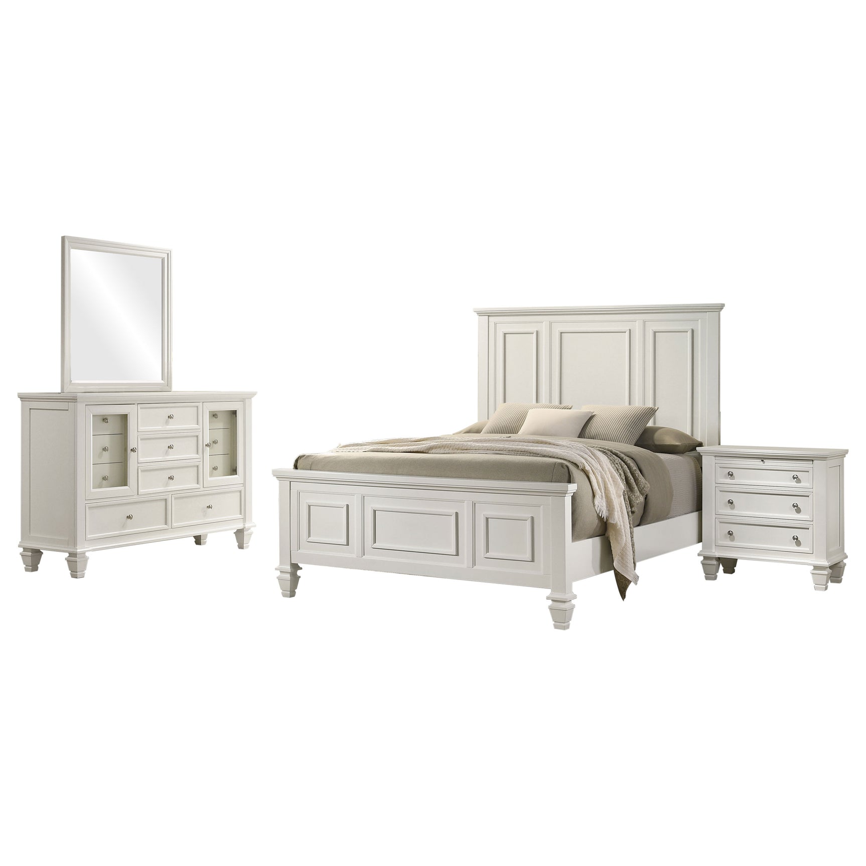 Sandy Beach 4-piece Queen Bedroom Set Cream White - Tampa Furniture Outlet