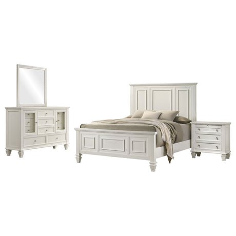 Sandy Beach 4-piece Queen Bedroom Set Cream White - Tampa Furniture Outlet