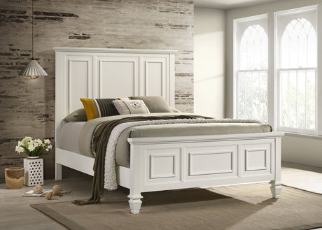 Sandy Beach Wood Queen Panel Bed Cream White - Tampa Furniture Outlet