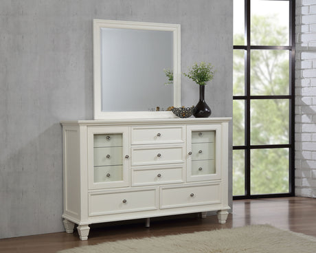 Sandy Beach 11-drawer Dresser with Mirror Cream White - Tampa Furniture Outlet