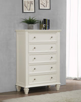 Sandy Beach 5-drawer Bedroom Chest Cream White - Tampa Furniture Outlet