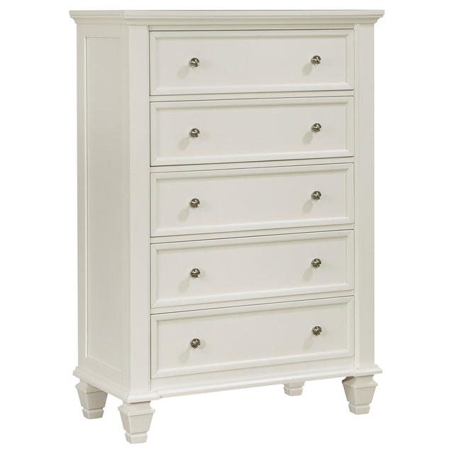 Tampa Furniture Outlet - Coaster - Sandy Beach 5-drawer Bedroom Chest Cream White - 201305