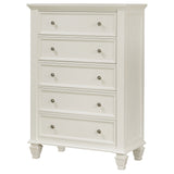 Sandy Beach 5-drawer Bedroom Chest Cream White - Tampa Furniture Outlet