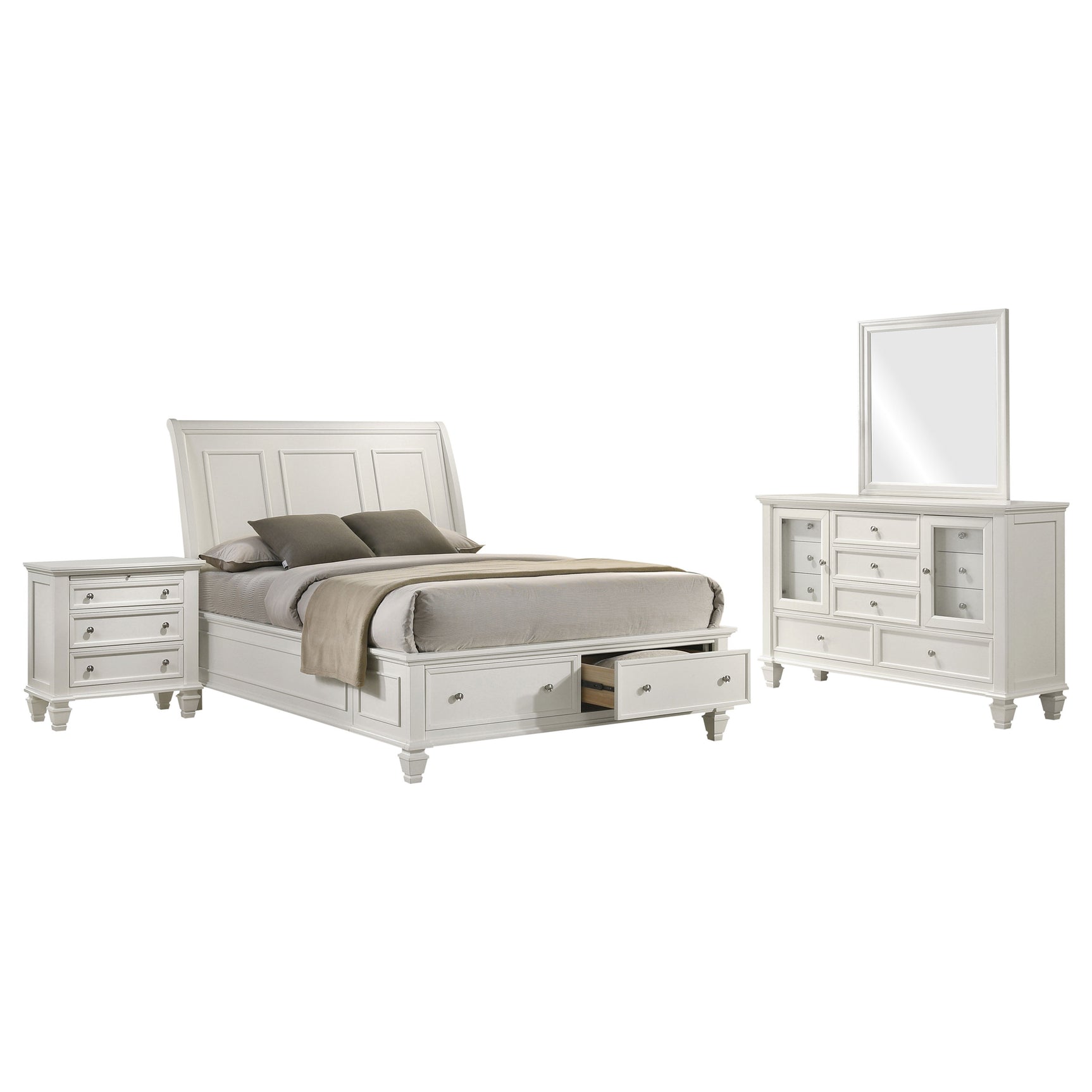 Sandy Beach 4-piece Eastern King Bedroom Set Cream White - Tampa Furniture Outlet