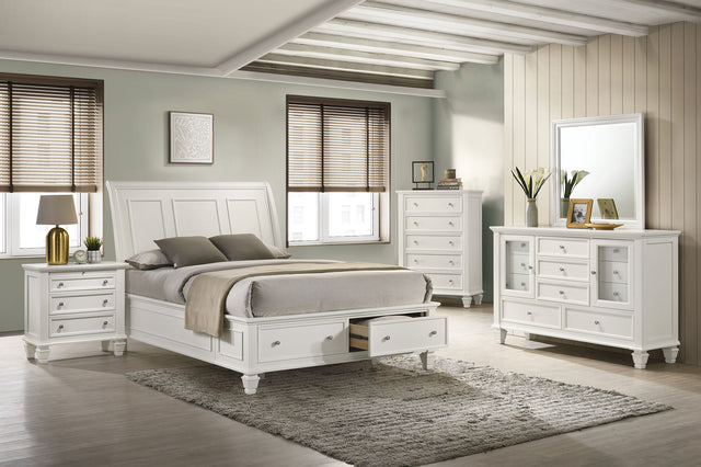 Tampa Furniture Outlet - Coaster - Sandy Beach 5-piece Eastern King Bedroom Set Cream White - 201309KE-S5