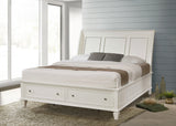 Sandy Beach Wood Eastern King Storage Panel Bed Cream White - Tampa Furniture Outlet