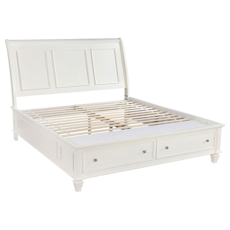 Tampa Furniture Outlet - Coaster - Sandy Beach Wood Eastern King Storage Panel Bed Cream White - 201309KE