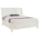 Sandy Beach Wood Eastern King Storage Panel Bed Cream White - Tampa Furniture Outlet