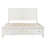 Sandy Beach Wood Eastern King Storage Panel Bed Cream White - Tampa Furniture Outlet
