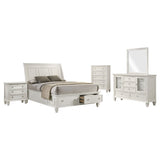 Sandy Beach 5-piece Queen Bedroom Set Cream White - Tampa Furniture Outlet