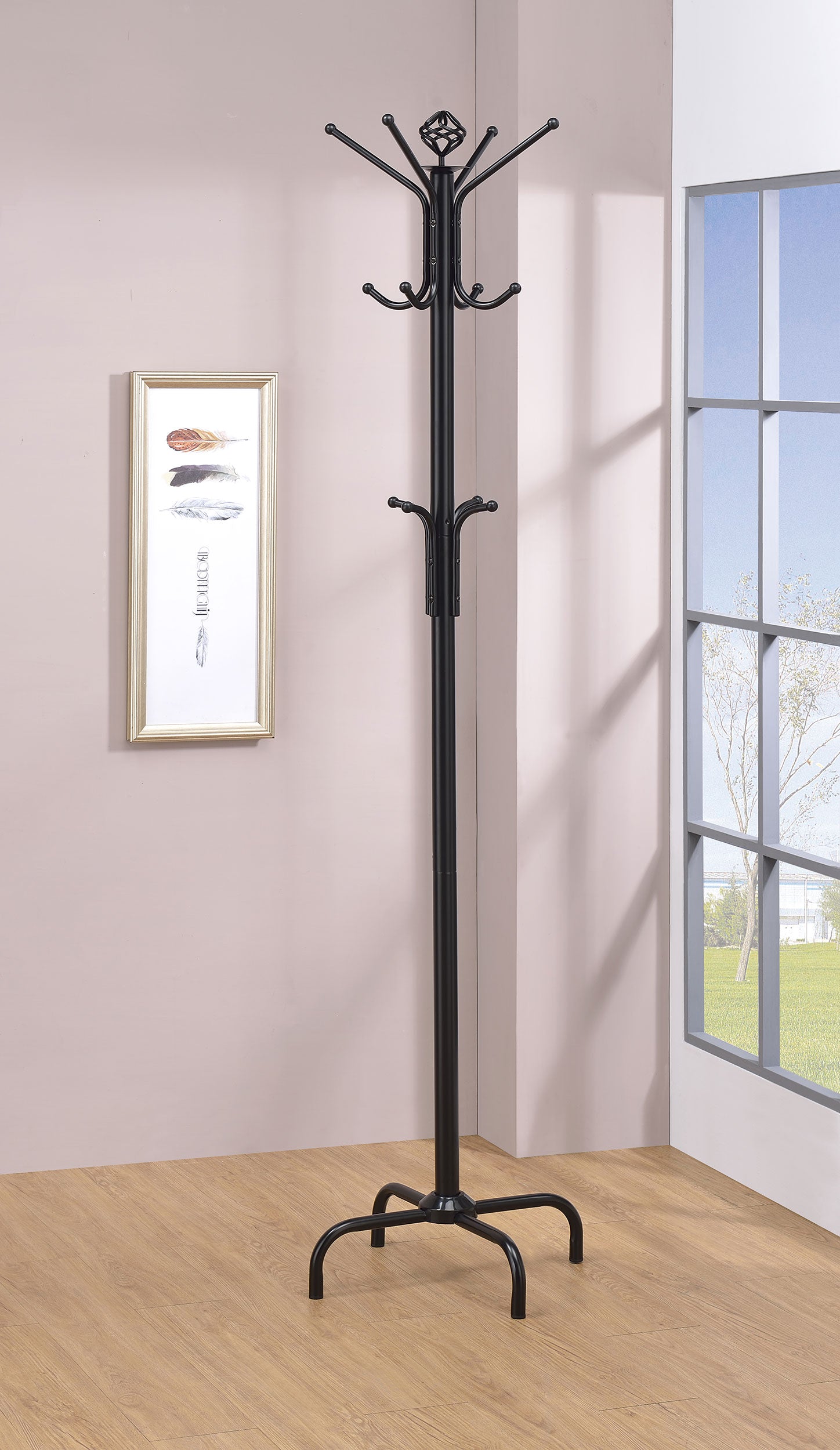 Collier 12 Hook Freestanding Coat Rack Hat Hanger Black - Tampa Furniture Outlet