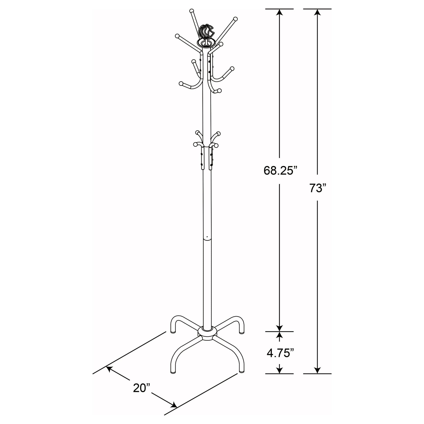 Collier 12 Hook Freestanding Coat Rack Hat Hanger Black - Tampa Furniture Outlet