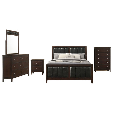 Carlton 5-piece California King Bedroom Set Cappuccino - Tampa Furniture Outlet