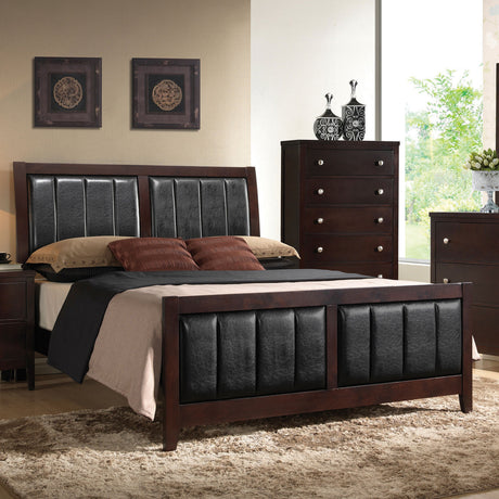 Carlton Wood California King Panel Bed Cappuccino - Tampa Furniture Outlet