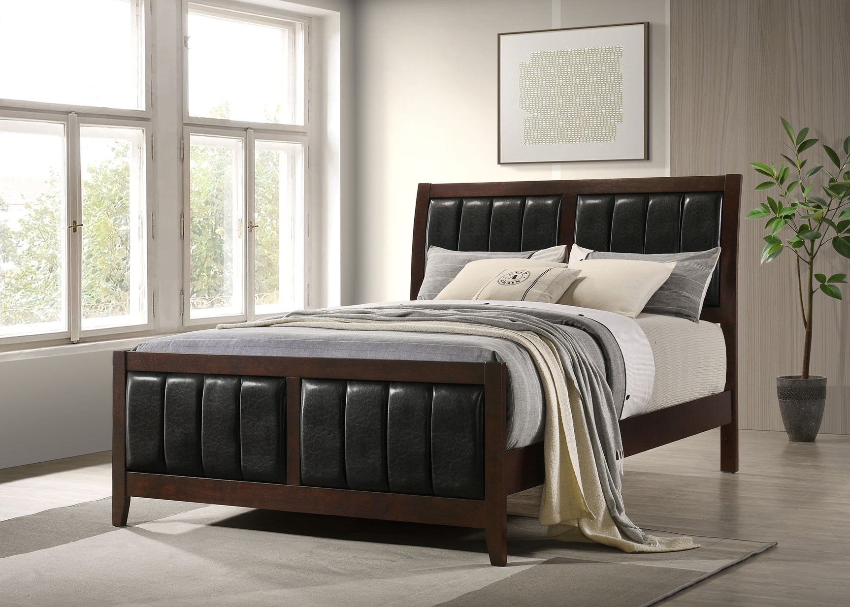 Carlton Wood Queen Panel Bed Cappuccino - Tampa Furniture Outlet