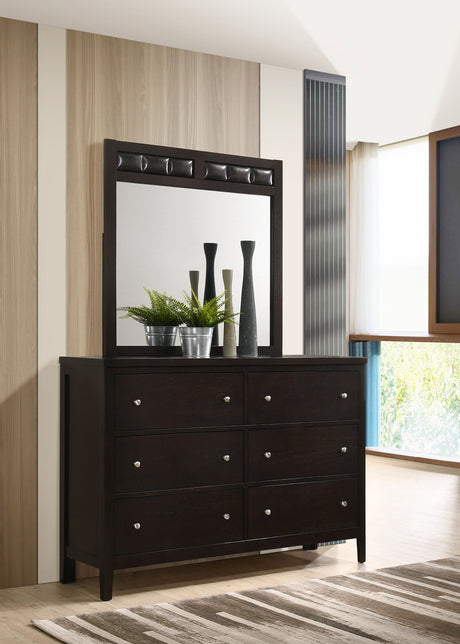 Carlton 6-drawer Dresser with Mirror Cappuccino - Tampa Furniture Outlet