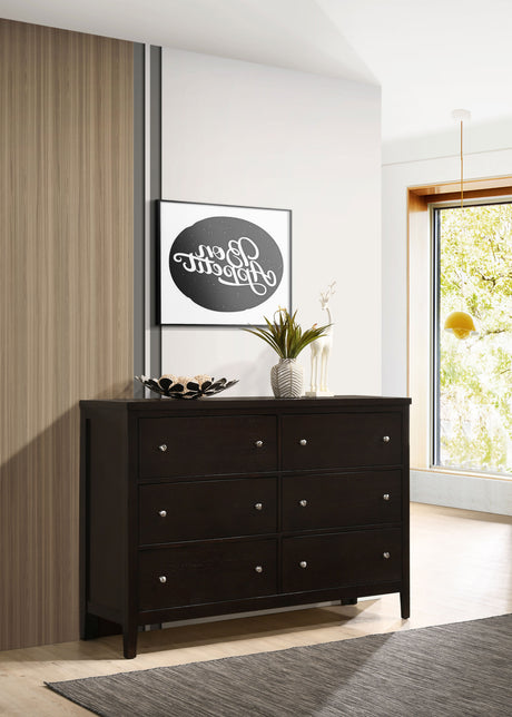 Carlton 6-drawer Dresser Cappuccino - Tampa Furniture Outlet