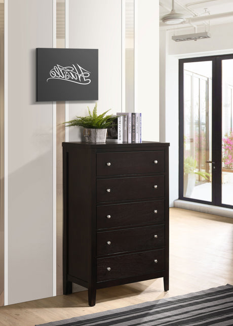 Carlton 5-drawer Bedroom Chest Cappuccino - Tampa Furniture Outlet