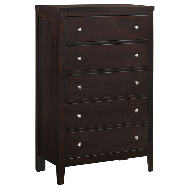 Tampa Furniture Outlet - Coaster - Carlton 5-drawer Bedroom Chest Cappuccino - 202095