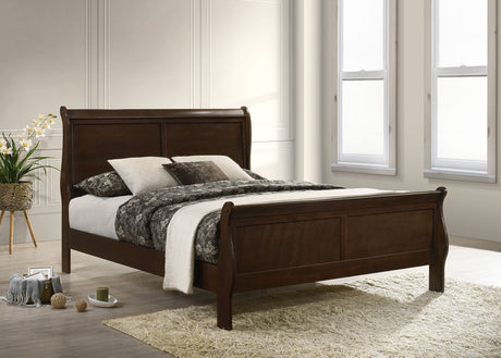 Louis Philippe Wood Queen Sleigh Bed Cappuccino - Tampa Furniture Outlet