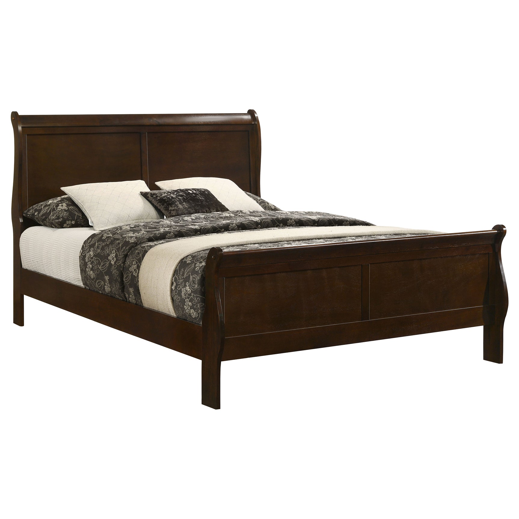 Louis Philippe Wood Queen Sleigh Bed Cappuccino - Tampa Furniture Outlet