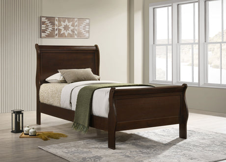 Louis Philippe Wood Twin Sleigh Bed Cappuccino - Tampa Furniture Outlet