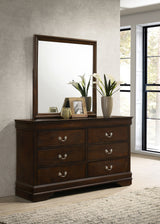 Louis Philippe 6-drawer Dresser with Mirror Cappuccino - Tampa Furniture Outlet
