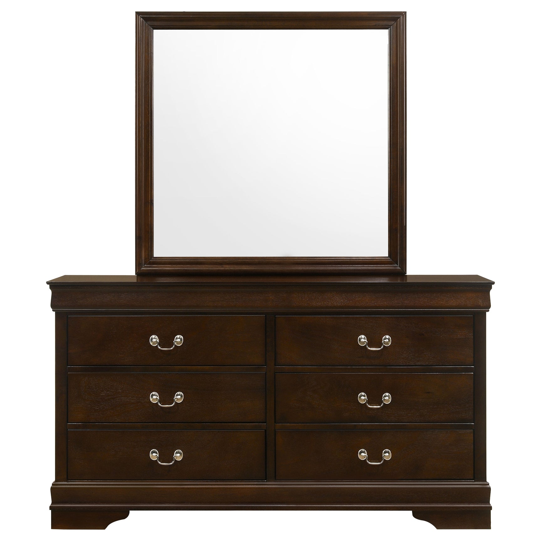 Louis Philippe 6-drawer Dresser with Mirror Cappuccino - Tampa Furniture Outlet