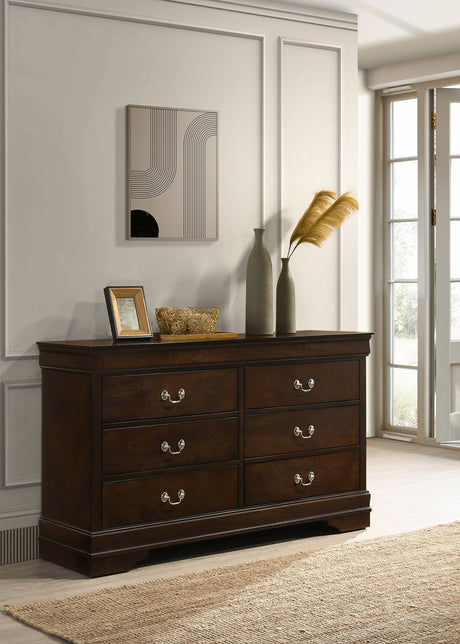 Louis Philippe 6-drawer Dresser Cappuccino - Tampa Furniture Outlet