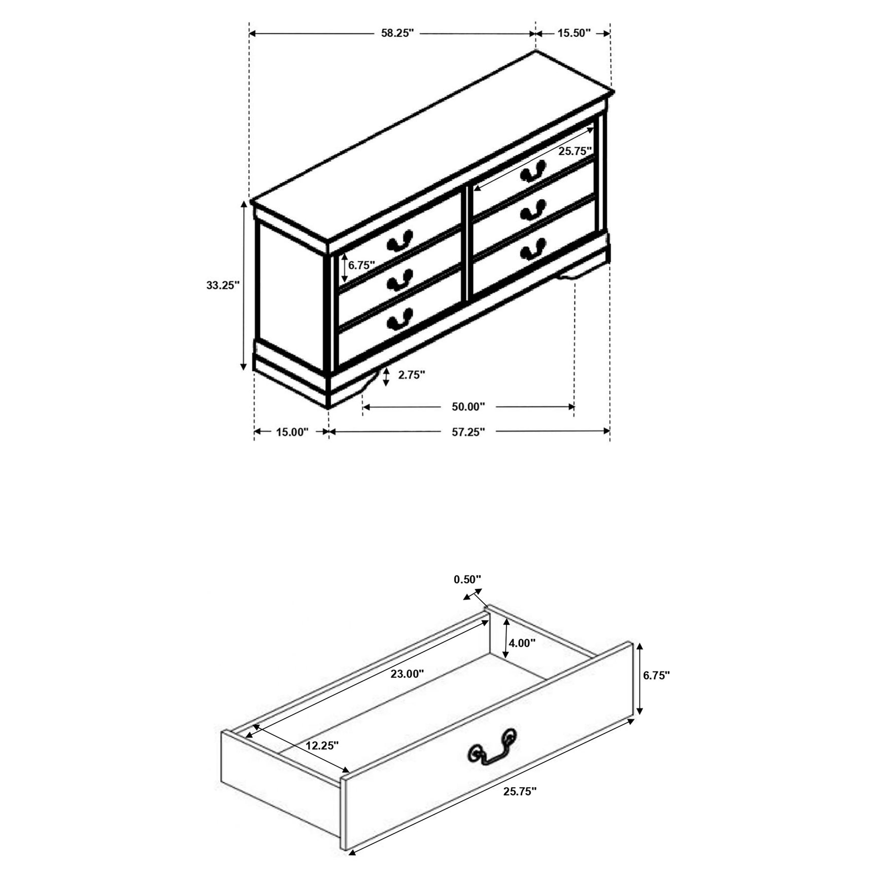 Louis Philippe 6-drawer Dresser Cappuccino - Tampa Furniture Outlet