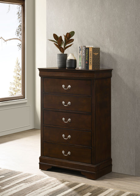 Louis Philippe 5-drawer Bedroom Chest Cappuccino - Tampa Furniture Outlet