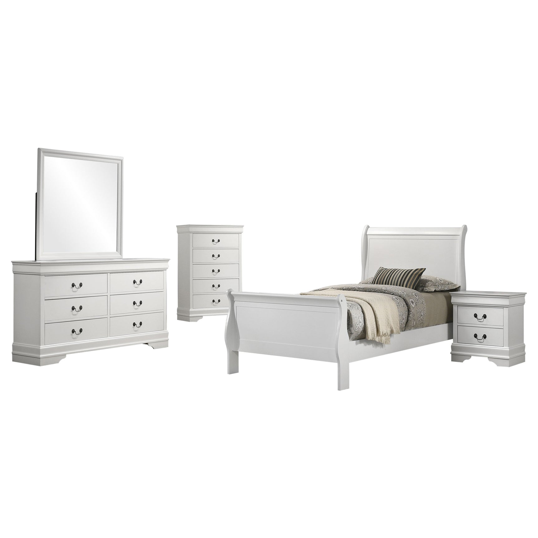 Louis Philippe 5-piece Twin Bedroom Set White - Tampa Furniture Outlet