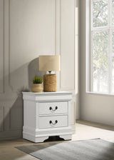 Louis Philippe 2-drawer Nightstand Bedside Table White - Tampa Furniture Outlet